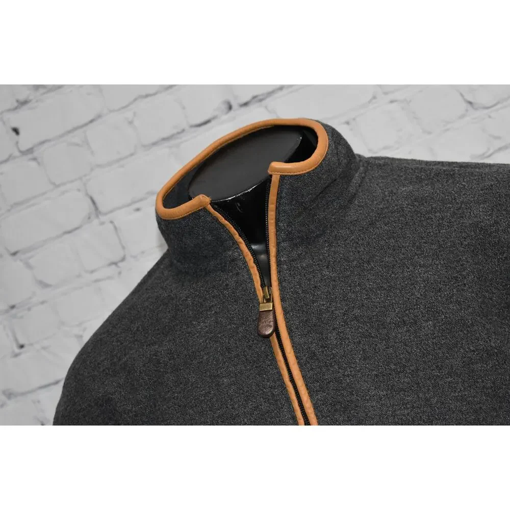 Orvis Charcoal Gray Quarter-Zip Sweater with Tan Elbow Patches